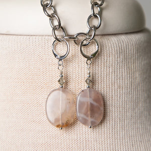 Jennifer's Mildly Mauve Agate Cross Necklace and Earring Set