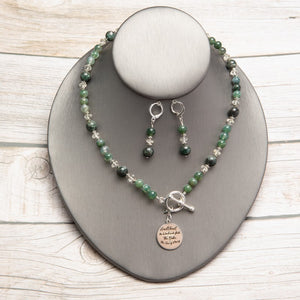 Jennifer’s Moss Green Christmas Necklace and Earring Set
