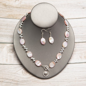 Jennifer’s Mother of Pearl Baptism Shell Necklace and Earring Set