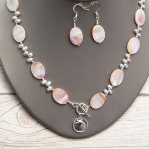 Jennifer’s Mother of Pearl Baptism Shell Necklace and Earring Set