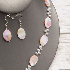 Jennifer’s Mother of Pearl Baptism Shell Necklace and Earring Set