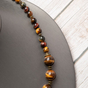 Jennifer’s Multi-Tone Tiger Eye Trinity Knot Necklace