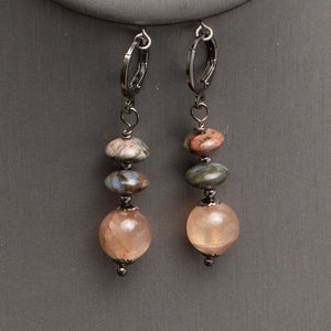 Jennifer’s Peach Moonstone and Llanite Necklace and Earring Set