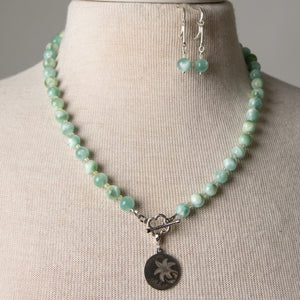 Jennifer's Pectolite and Zircon Easter Lily Alleluia Necklace and Earring Set