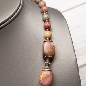 Jennifer’s Red Creek Jasper Trinity Knot Necklace