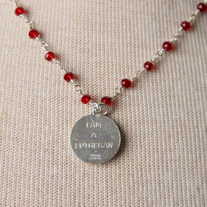 Jennifer's Red Crystal Silver Luther's Rose Necklace