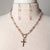 Jennifer's Rose Quartz Cross Necklace and Earring Set