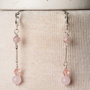 Jennifer's Rose Quartz Cross Necklace and Earring Set