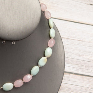Jennifer’s Rose Quartz and Amazonite Crucifix Necklace