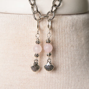 Jennifer's Rose Quartz and Moonstone Baptism Necklace and Earring Set