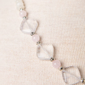 Jennifer's Rose Quartz and Moonstone Baptism Necklace and Earring Set