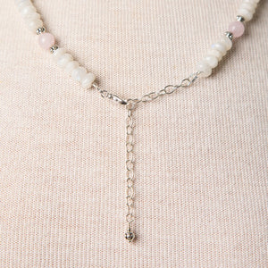 Jennifer's Rose Quartz and Moonstone Baptism Necklace and Earring Set