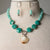 Jennifer's Russian Amazonite Nugget Baptism Shell Necklace and Earring Set
