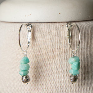 Jennifer's Russian Amazonite Nugget Baptism Shell Necklace and Earring Set