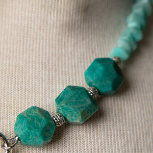 Jennifer's Russian Amazonite Nugget Baptism Shell Necklace and Earring Set