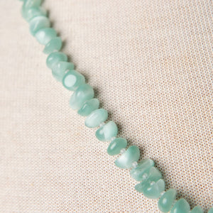 Jennifer's Soft Green Moonstone Trinity Knot Necklace