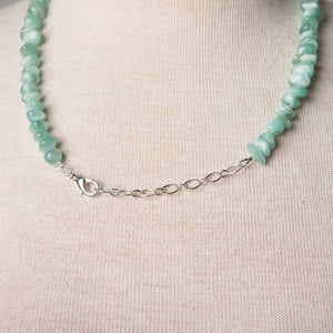 Jennifer's Soft Green Moonstone Trinity Knot Necklace