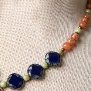 Jennifer's Sunstone and Czech Glass Necklace and Earring Set