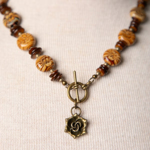 Jennifer's Swirl Glass and MOP Trinity Rose Necklace and Earring Set