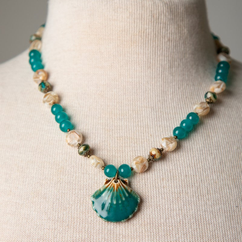 Jennifer's Teal Baptism Shell Necklace