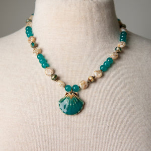 Jennifer's Teal Baptism Shell Necklace