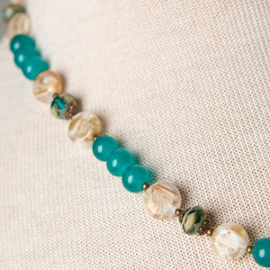Jennifer's Teal Baptism Shell Necklace