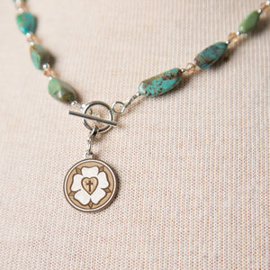 Jennifer's Turquoise and Crystal Luther's Rose Necklace and Earring Set