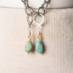 Jennifer's Turquoise and Crystal Luther's Rose Necklace and Earring Set