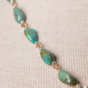 Jennifer's Turquoise and Crystal Luther's Rose Necklace and Earring Set