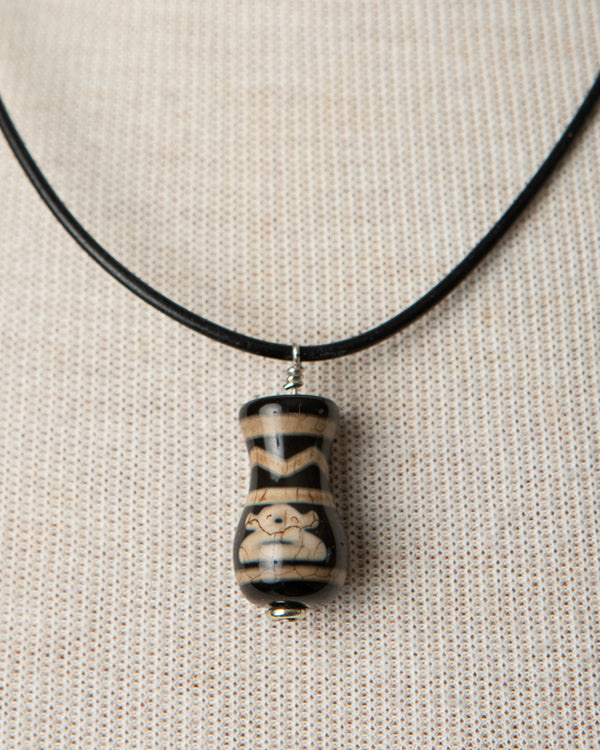 Jennifer’s Unisex Black Leather Jar of Clay Necklace