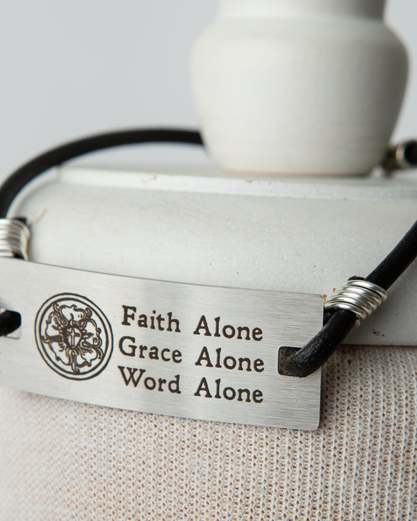 Jennifer’s Unisex Black Leather Sola Luther’s Rose Wristband