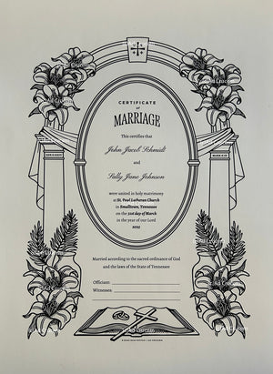 Ad Crucem Marriage Certificate Single Print