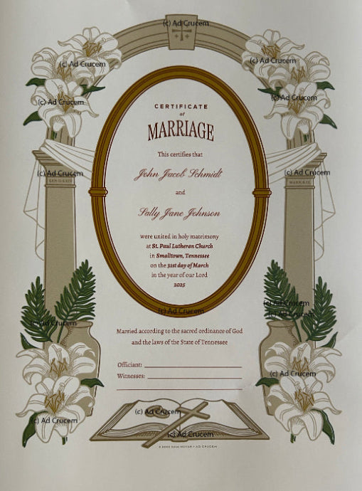 Ad Crucem Marriage Certificate - Unlimited Printing
