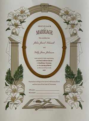 Ad Crucem Marriage Certificate Single Print