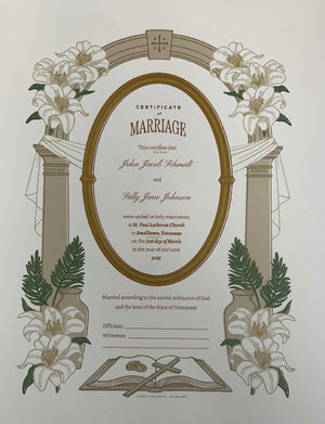 Ad Crucem Marriage Certificate Single Print