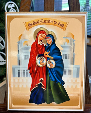 Ad Crucem Icon - Visitation of Mary and Elizabeth Rectangular