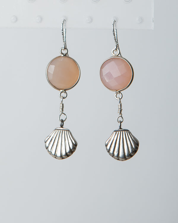 Jennifer’s Peach Chalcedony  and Sterling Silver Shell Earrings (set A)