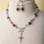 Jennifer’s Purple River Stone Filigree Cross Necklace and Earring Set