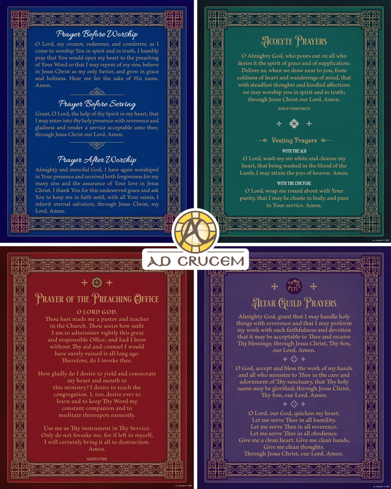 Ad Crucem - Sacristy and Altar Guild Prayer Set