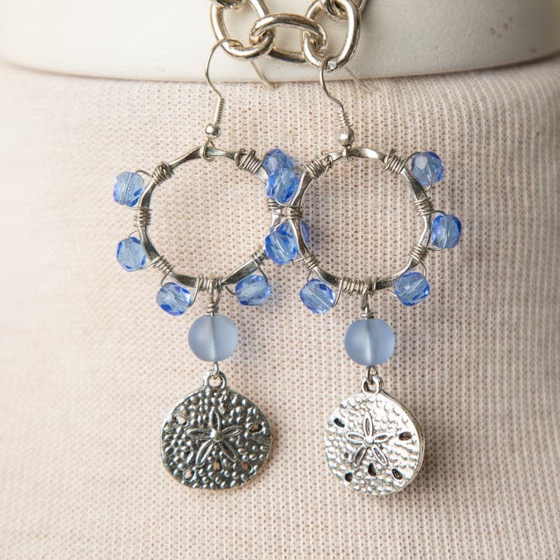 Jennifer’s Blue Silver Sand Dollar Earrings