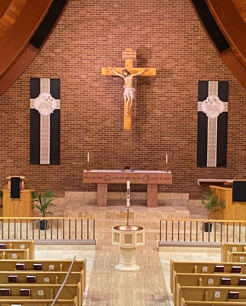 Ad Crucem Agnus Dei Black Banners Set of Two