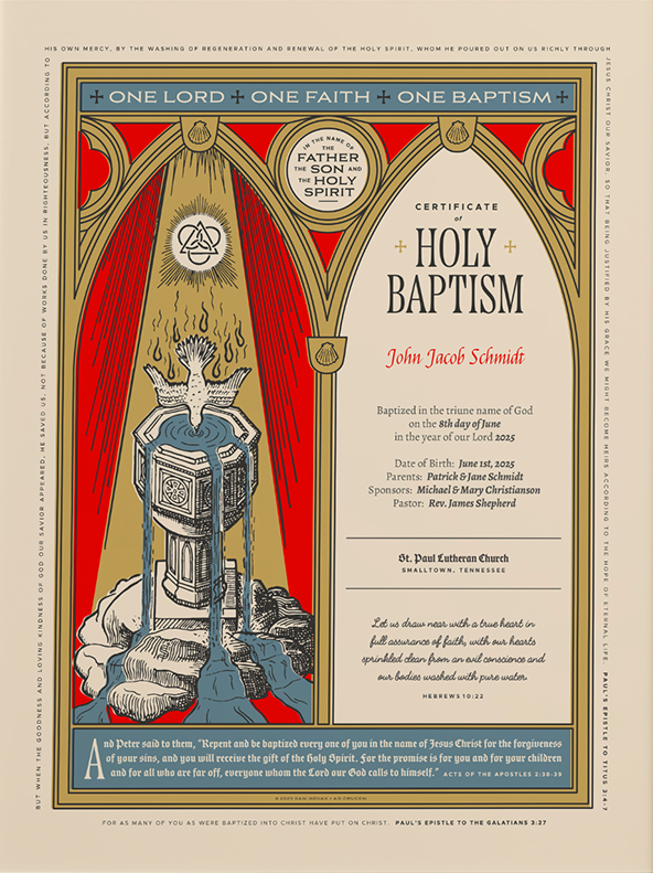 Ad Crucem Congregational Baptism Certificate - Unlimited Printing
