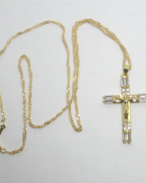 Kelly's Crystal Baguette Crucifix Necklace