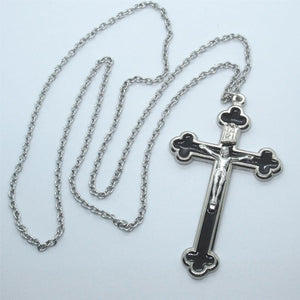 Kelly's Black Enamel Budded Crucifix Necklace