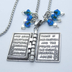 Kelly's Blue Crystal Bible Necklace