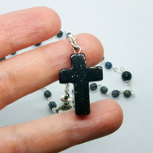 Kelly's Blue Goldstone and Czech Glass Prayer Beads
