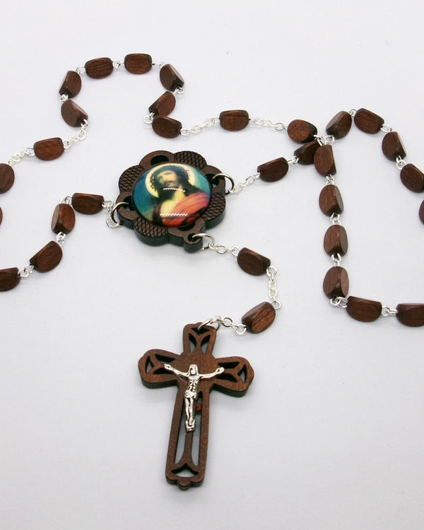 Kelly's Dark Wood Ecce Homo Prayer Beads