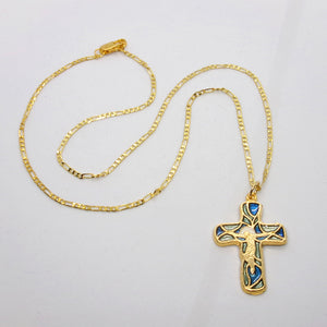 Kelly's Detailed Stained Glass Crucifix Necklace