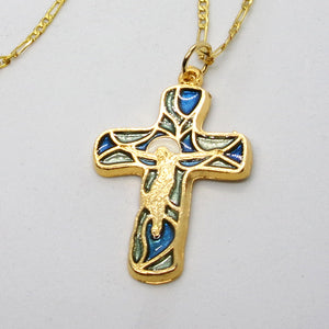Kelly's Detailed Stained Glass Crucifix Necklace