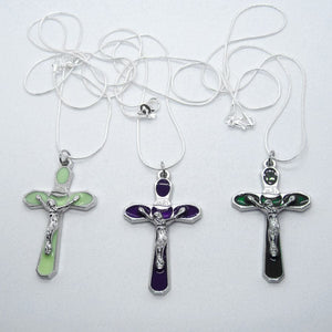Kelly's Enamel Crucifix Necklace With Snake Chain